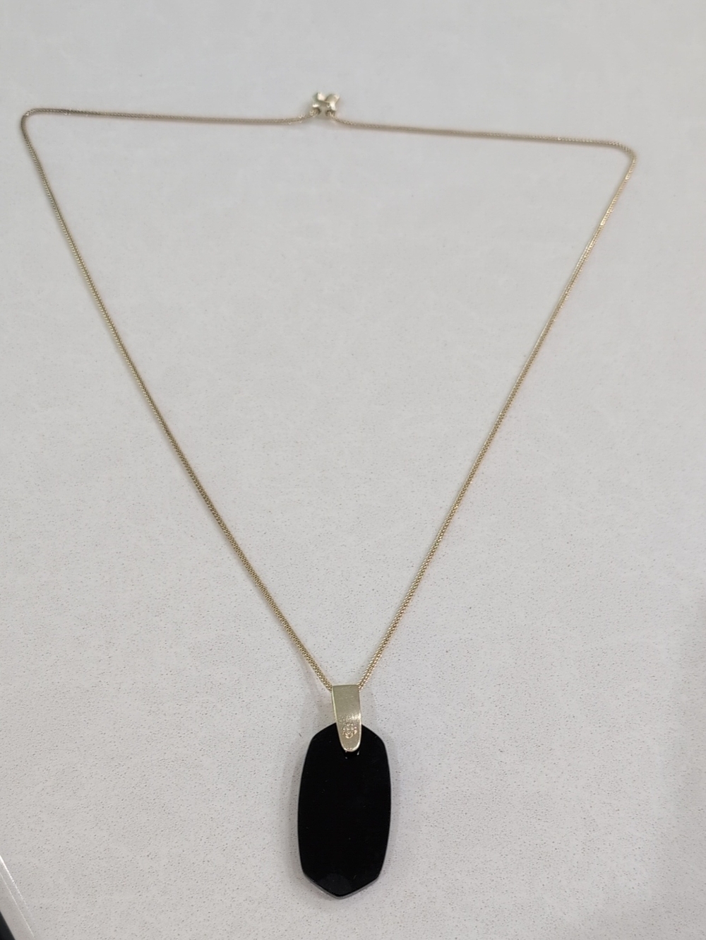 Kendra Scott Adjustable Silver-tone Chain Necklace with Black Pendant